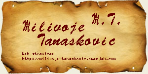 Milivoje Tanasković vizit kartica